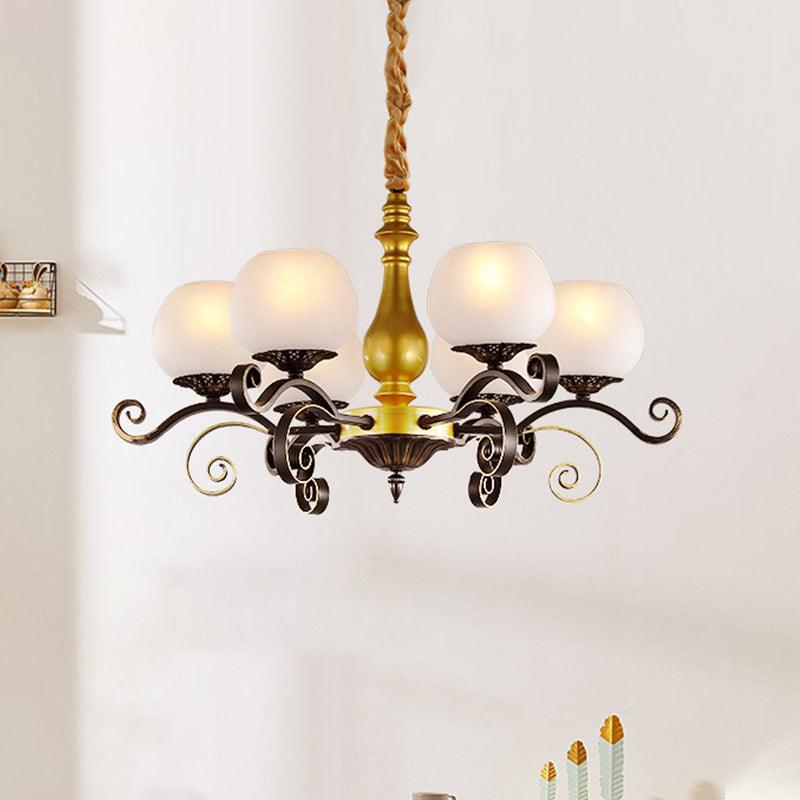 6 Lights Hanging Lighting Antique Scrolled Arm Chandelier Lamp - Rebooters