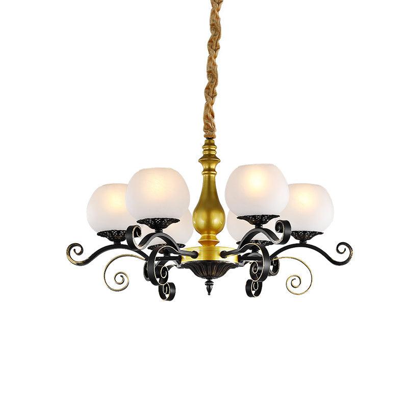6 Lights Hanging Lighting Antique Scrolled Arm Chandelier Lamp - Rebooters