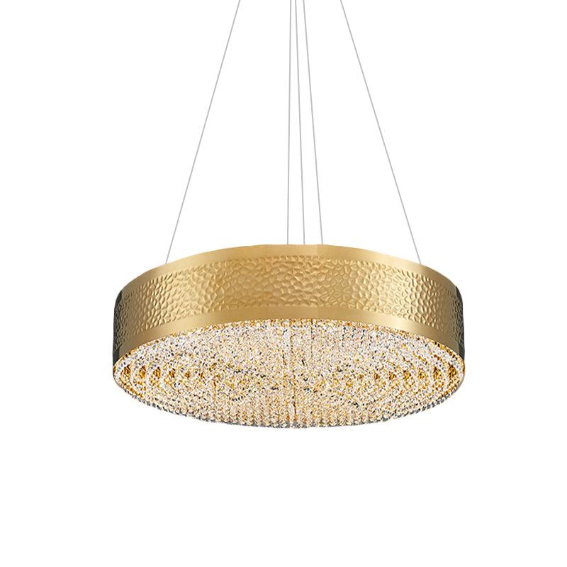 6-Bulb Drum Chandelier Light Postmodern Gold K9 Crystal Pendant - Rebooters