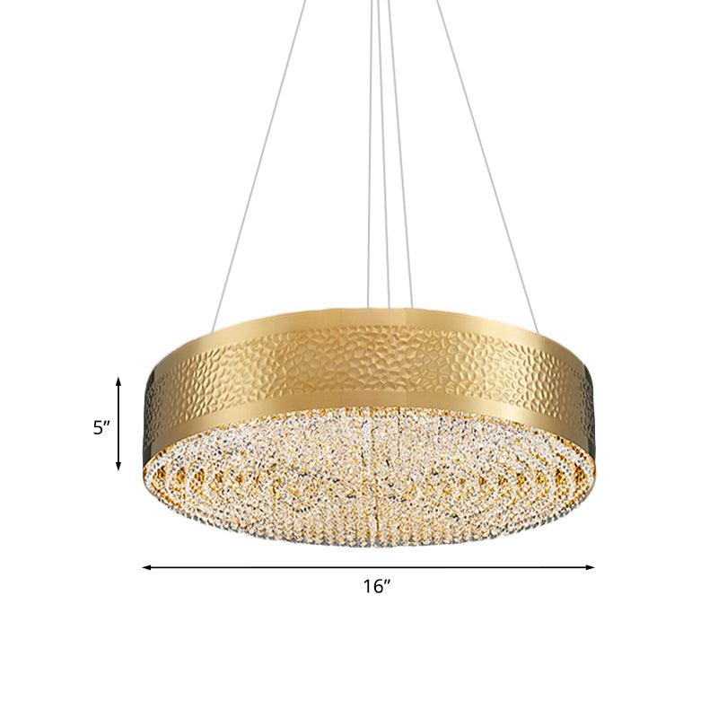 6-Bulb Drum Chandelier Light Postmodern Gold K9 Crystal Pendant - Rebooters