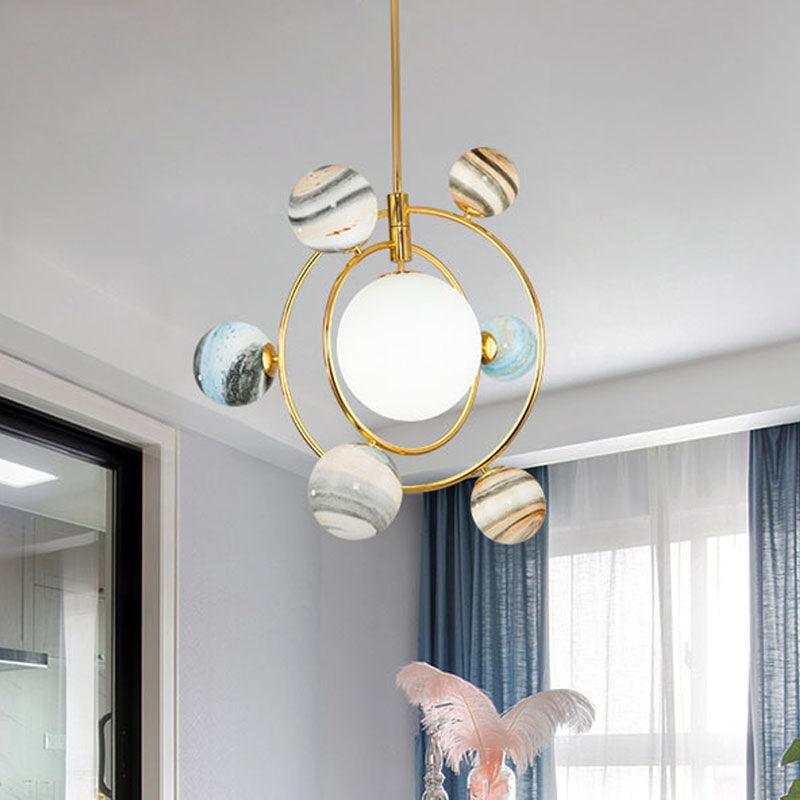 7-Light Nursery Pendant Nordic Gold Chandelier Light Fixture - Rebooters