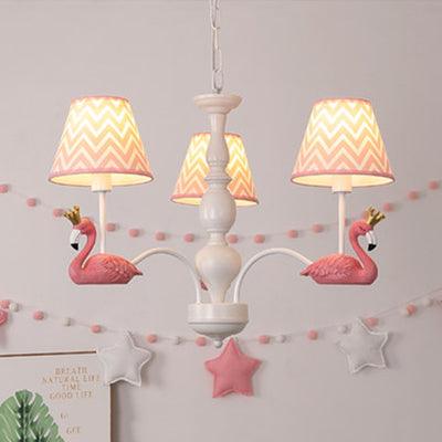 Bedroom Trapezoid Shade Hanging Ceiling Lamp with Swan Fabric - Rebooters