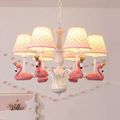 Bedroom Trapezoid Shade Hanging Ceiling Lamp with Swan Fabric - Rebooters