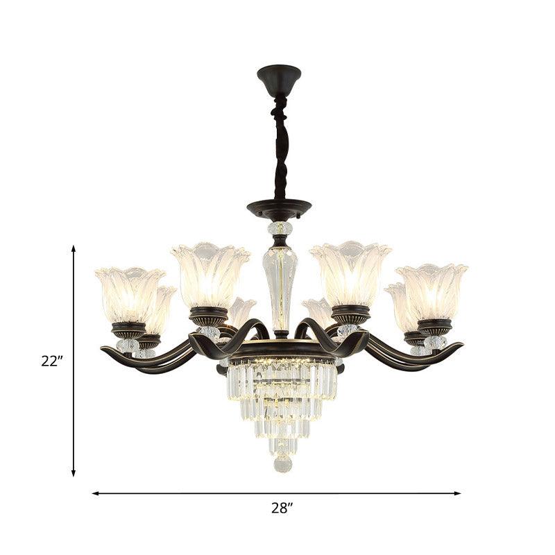 Bellflower Dining Room Pendant Chandelier Vintage Crystal 6-Light Black Fixture - Rebooters