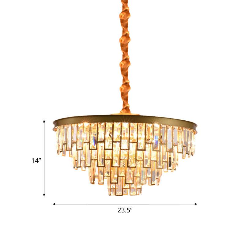 4/6 Lights Chandelier Pendant Retro Conical Crystal Panel Light Gold - Rebooters