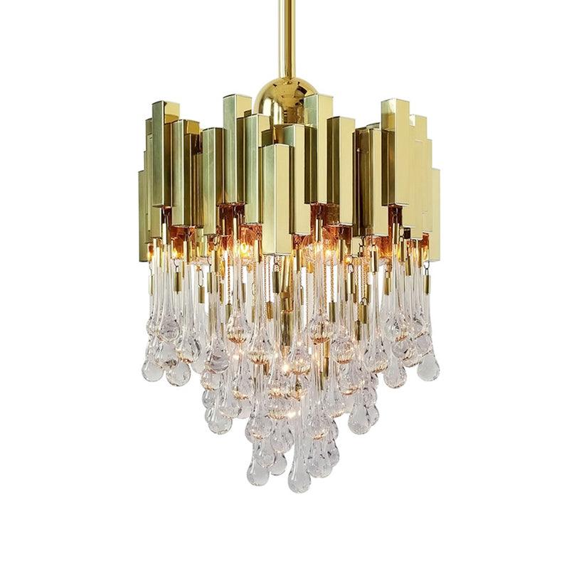 4 Lights Chandelier Contemporary Cascade Crystal Orb Lamp Gold - Rebooters