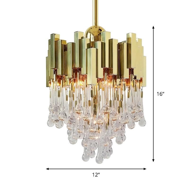 4 Lights Chandelier Contemporary Cascade Crystal Orb Lamp Gold - Rebooters