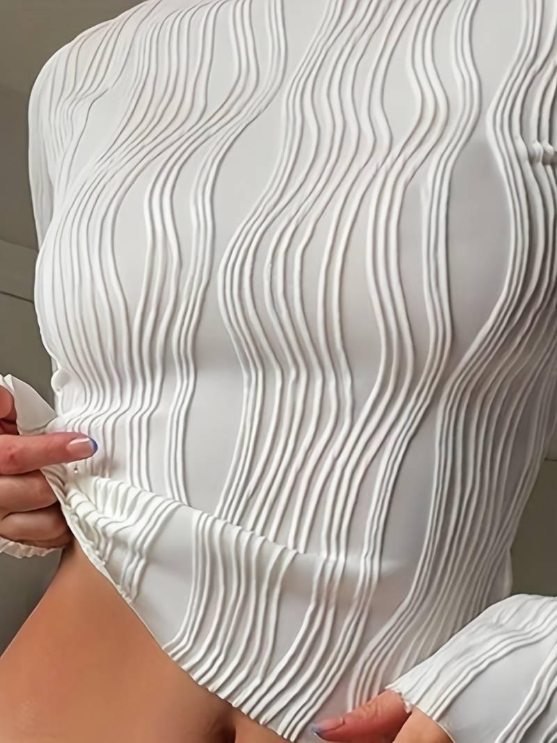 Long Sleeve Crop Top Blouse for Women - Stylish Casual Wear Rebooters Womens Shirts