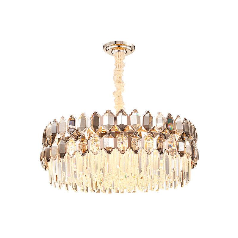 16-Head Round Chandelier Lighting Modern Rose Gold Crystal Pendant - Rebooters