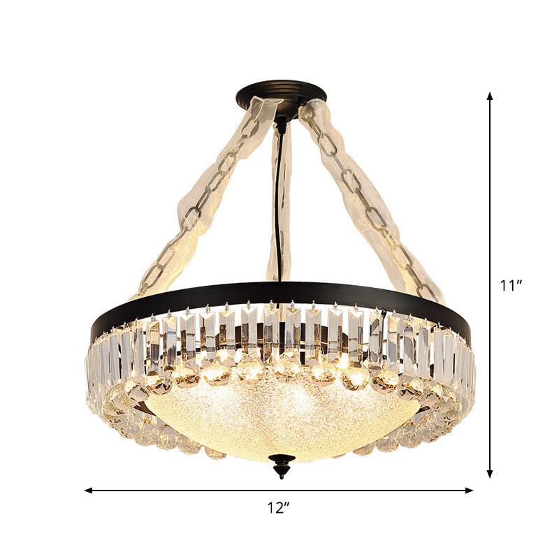 4-Head Crystal Hanging Light Traditional Black Bowl Chandelier - Rebooters