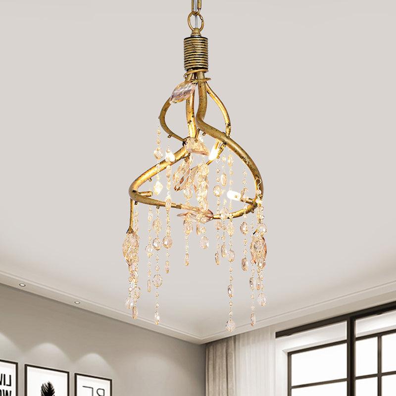 Amber Crystal Gold Drop Lamp Cascading 4 Bulbs Chandelier - Rebooters