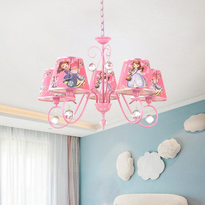 5/6 Bulbs Nursery Ceiling Chandelier Pink White Pendant Light - Rebooters