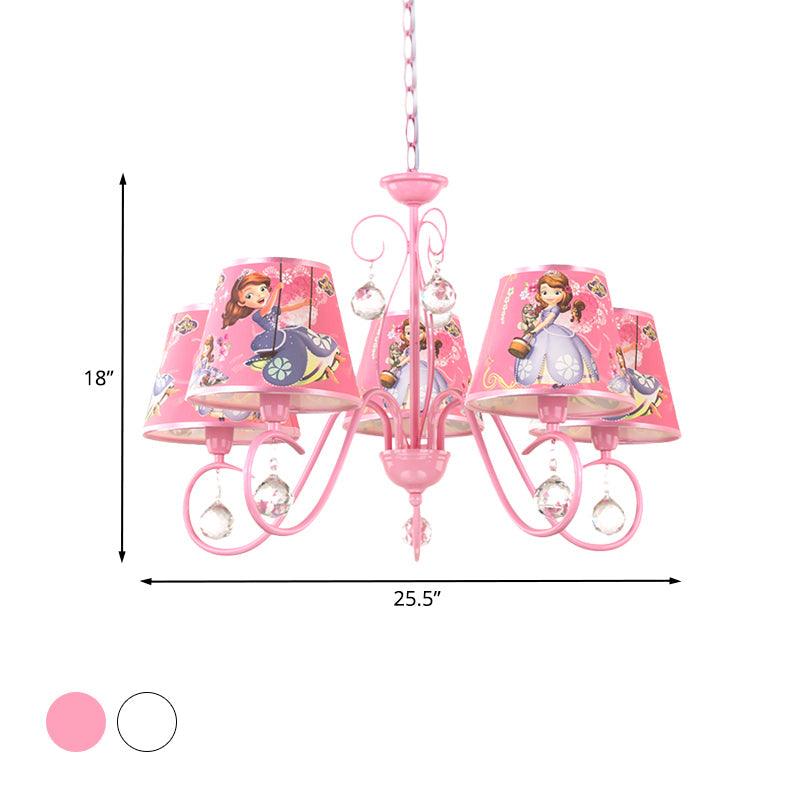 5/6 Bulbs Nursery Ceiling Chandelier Pink White Pendant Light - Rebooters