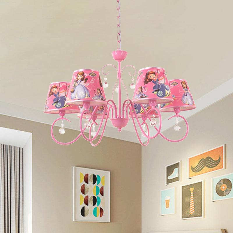 5/6 Bulbs Nursery Ceiling Chandelier Pink White Pendant Light - Rebooters