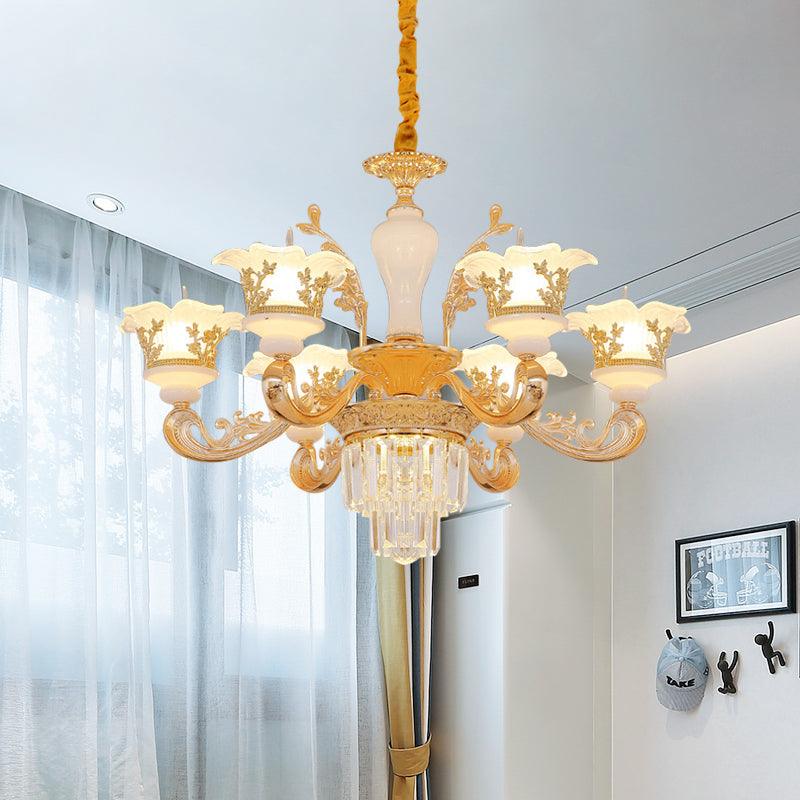 6 Bulbs Pendant Modern Bedroom Crystal Chandelier Gold - Rebooters