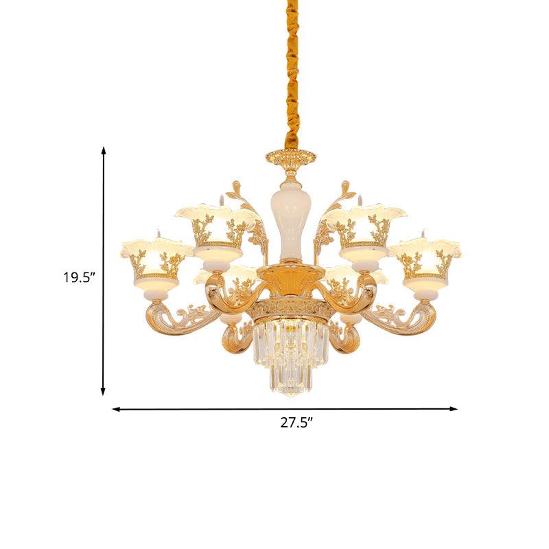 6 Bulbs Pendant Modern Bedroom Crystal Chandelier Gold - Rebooters