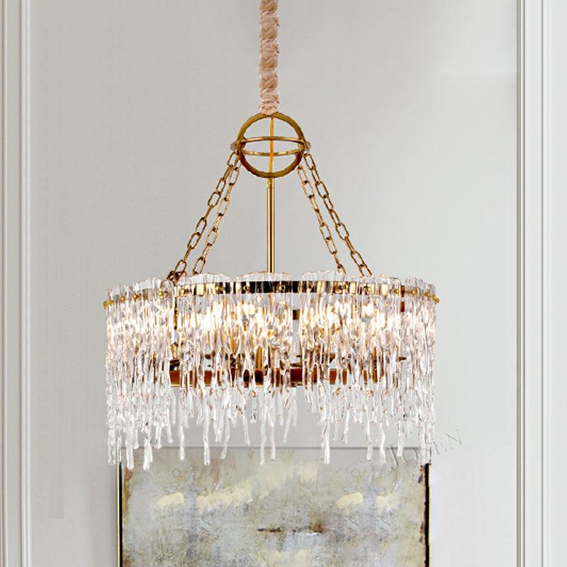 8-Bulb Crystal Chandelier Light Simple Gold Melting Ice Fixture - Rebooters