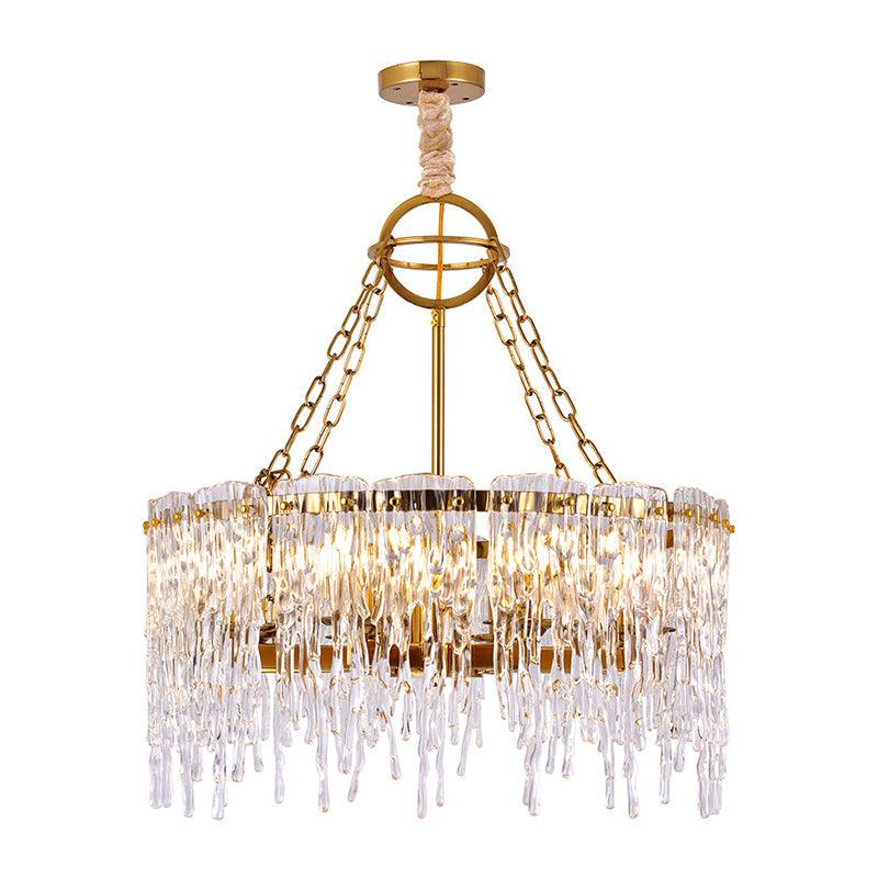8-Bulb Crystal Chandelier Light Simple Gold Melting Ice Fixture - Rebooters