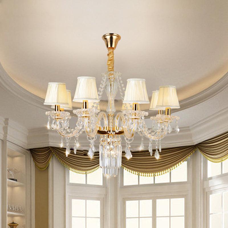 Bell/Candle Crystal Chandelier Light Vintage 8 Lights Gold - Rebooters