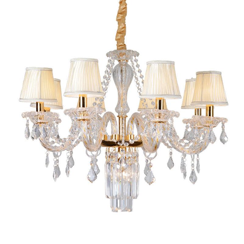 Bell/Candle Crystal Chandelier Light Vintage 8 Lights Gold - Rebooters