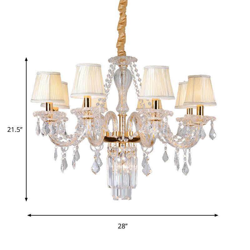 Bell/Candle Crystal Chandelier Light Vintage 8 Lights Gold - Rebooters
