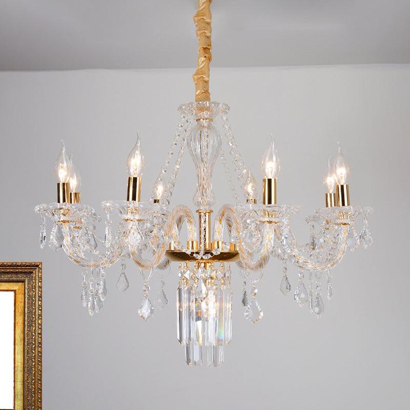 Bell/Candle Crystal Chandelier Light Vintage 8 Lights Gold - Rebooters