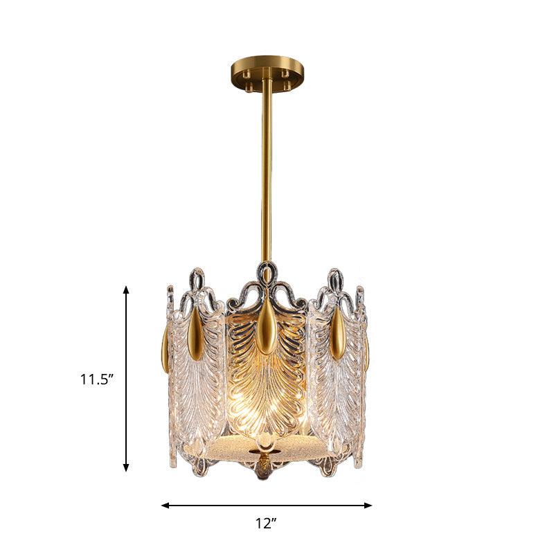4 Lights Pendant Chandelier Traditional Round K9 Crystal Light Gold - Rebooters