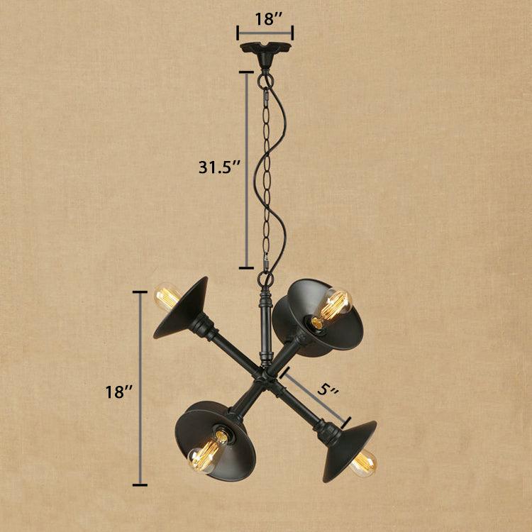 6-Light Flared Hanging Lighting Industrial Black Chandelier - Rebooters