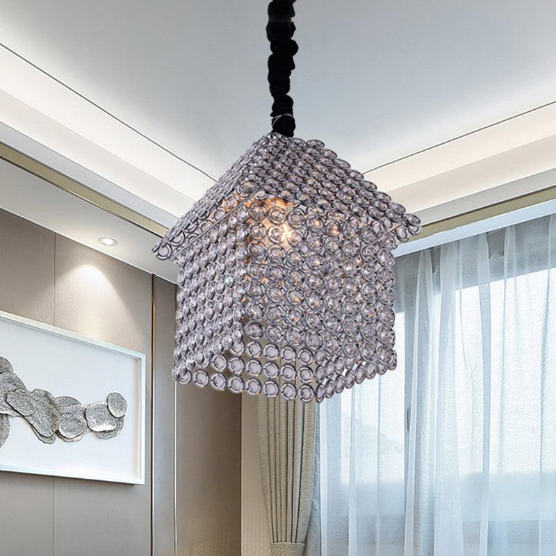 House Shaped Hanging Light Kit Modern Crystal Encrusted Chandelier - Rebooters