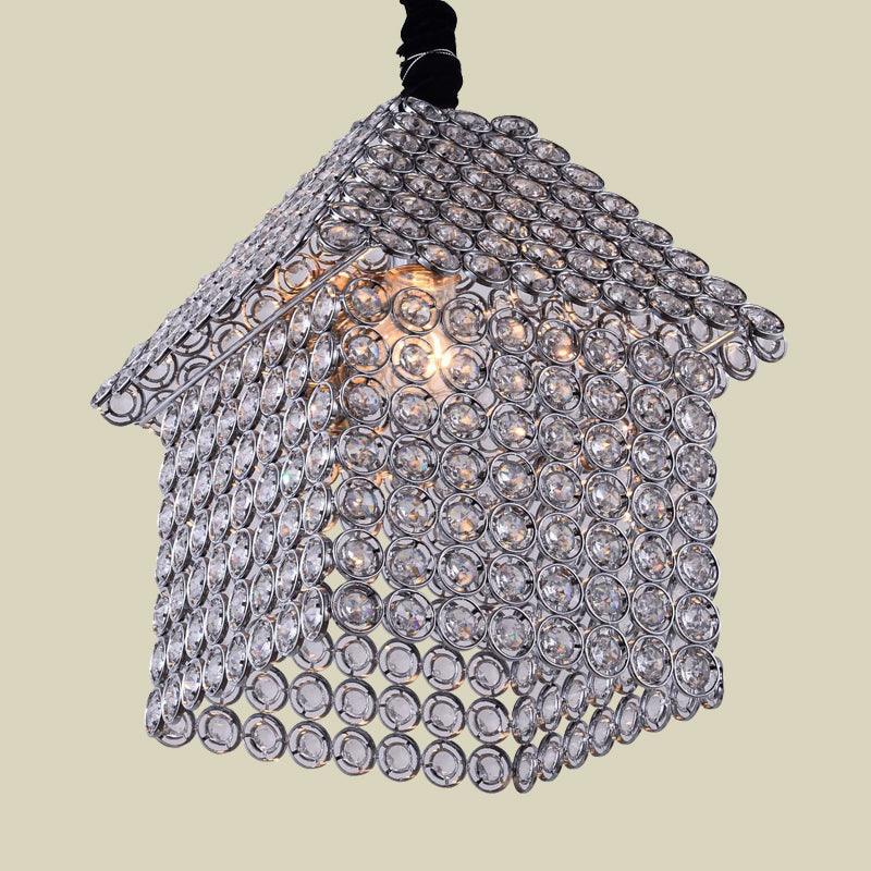 House Shaped Hanging Light Kit Modern Crystal Encrusted Chandelier - Rebooters