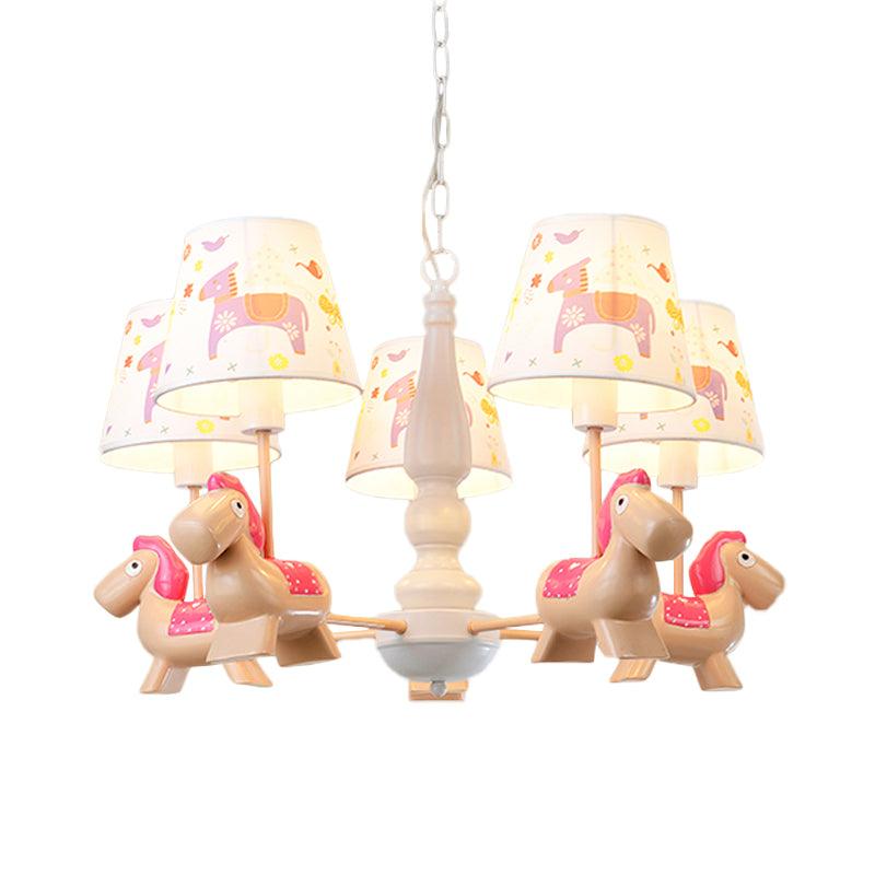 Barrel Hanging Chandelier Cartoon Fabric 5-Head Light Kit - Rebooters