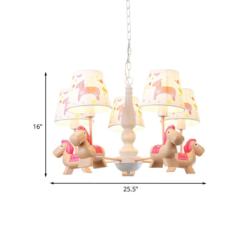 Barrel Hanging Chandelier Cartoon Fabric 5-Head Light Kit - Rebooters