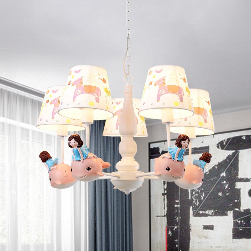 Barrel Hanging Chandelier Cartoon Fabric 5-Head Light Kit - Rebooters