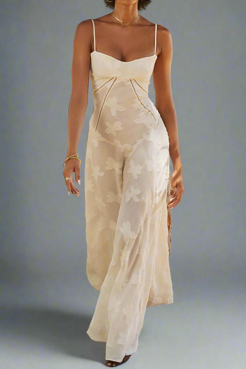 Maya Maxi Dress with Intricate Floral Embroidery and Flowing Silhouette for Elegant Style - Rebooters -Women's Dresses