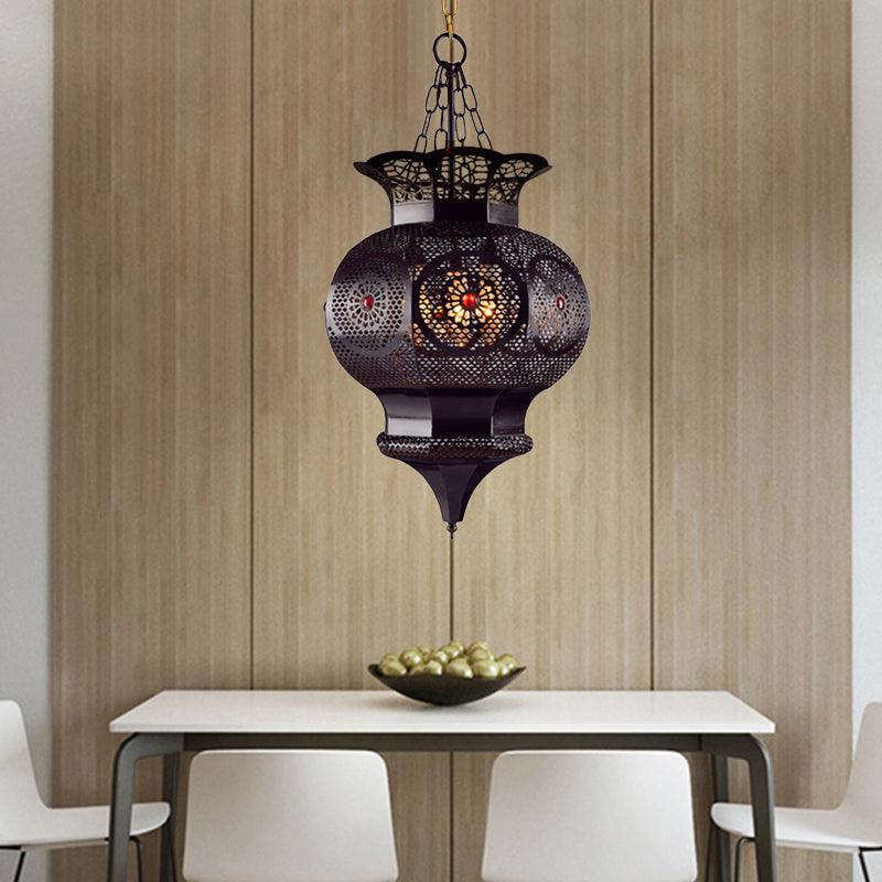 Black 3-Head Chandelier Lighting Arab Metal Vase Ceiling Lamp - Rebooters