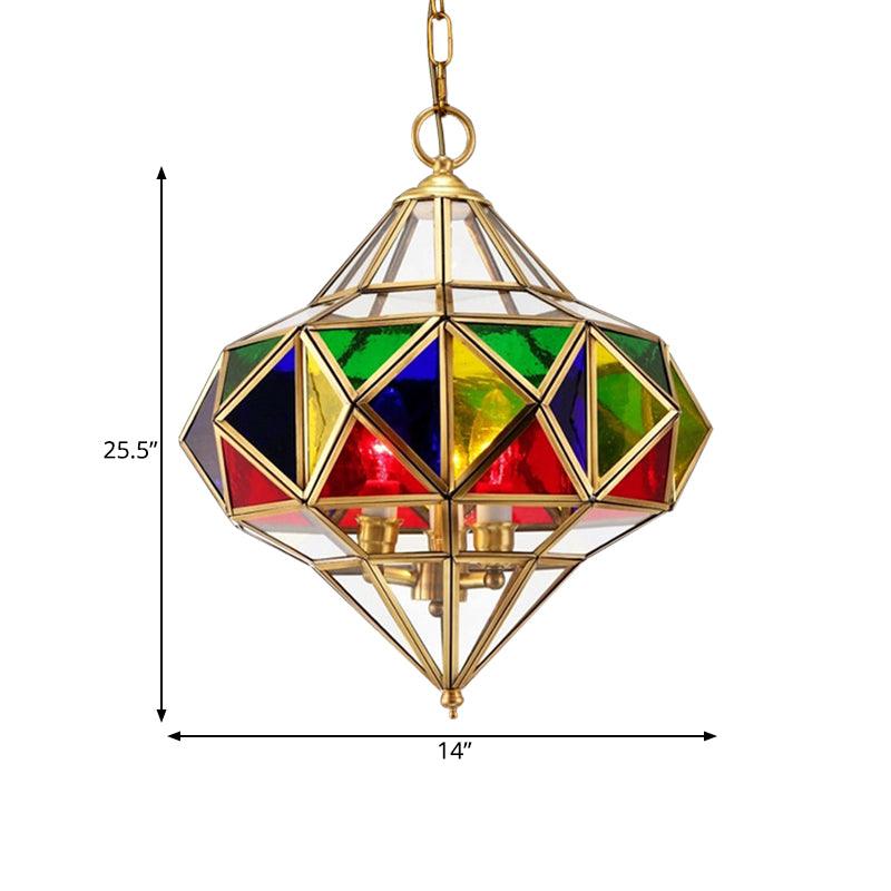 Antique Prism Pendant Chandelier 3-Head Colorful Glass Light - Rebooters