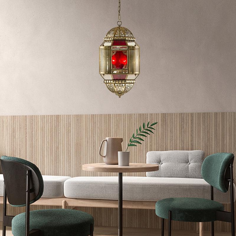 Brass Lantern Ceiling Pendant Southeast Asia Metal 3 Lights Chandelier - Rebooters