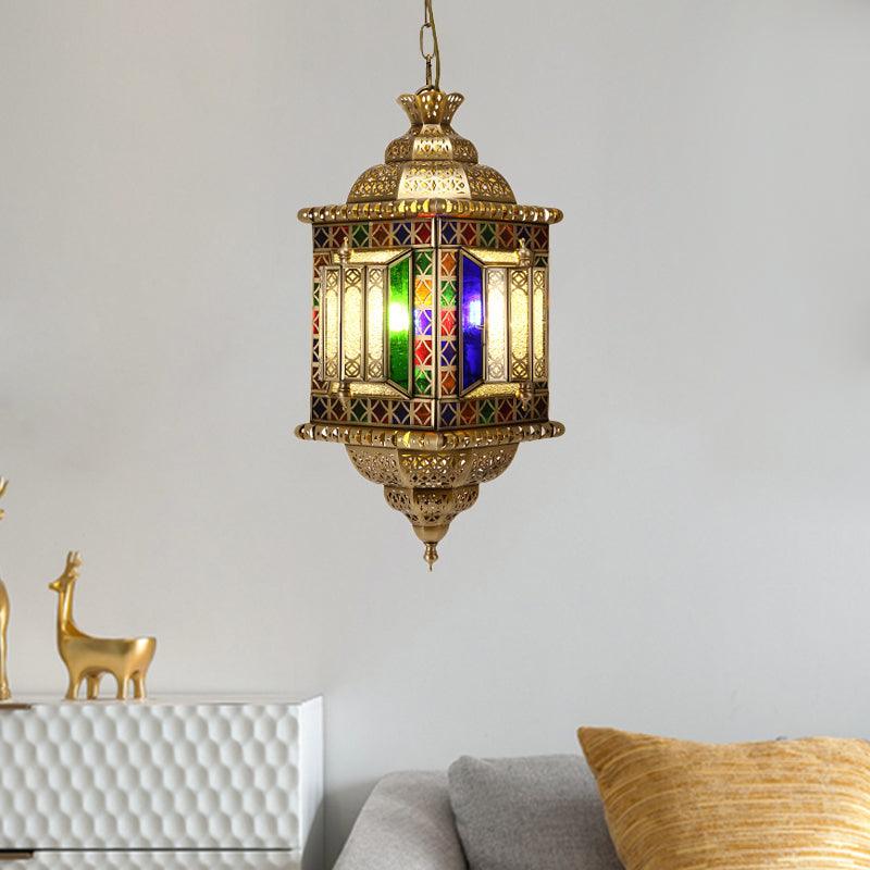 3-Light Ceiling Chandelier Arabian Lantern Metal Brass Fixture - Rebooters