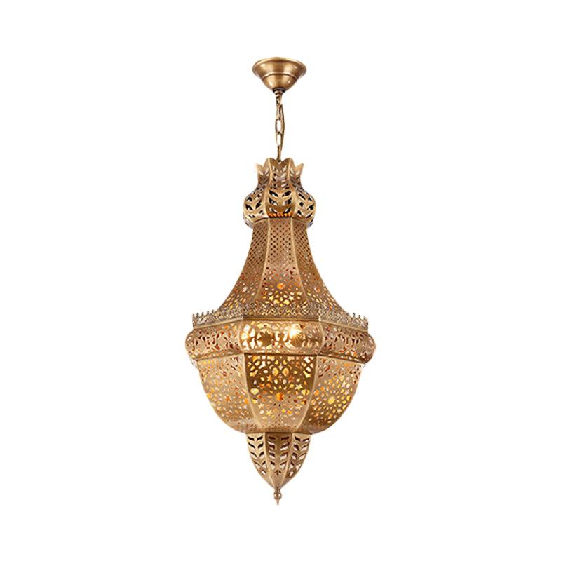 Basket Metal Chandelier Light Arab 4 Heads Brass Pendant - Rebooters