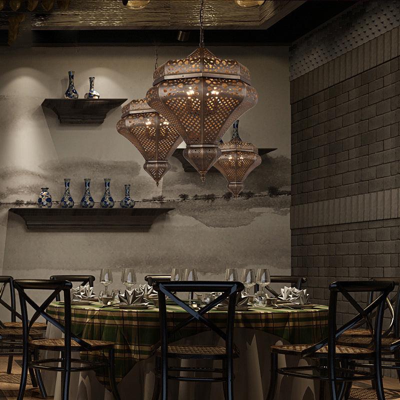 4 Lights Chandelier Lamp Retro Restaurant Pendant Light in Bronze - Rebooters