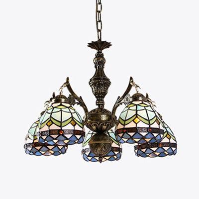 Baroque Dome Suspended Light 5 Lights Chandelier Lamp Blue - Rebooters