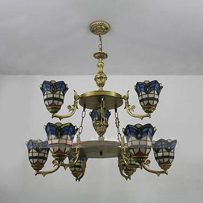 Baroque Bell Suspended Light with Adjustable Chain Blue Chandelier - Rebooters