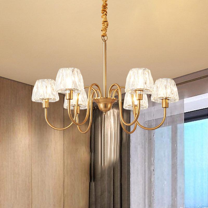3/6 Bulbs Conical Chandelier Lighting Gold Finish Crystal Lamp - Rebooters