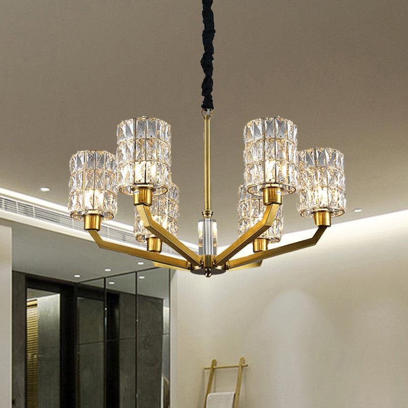 6 Heads Bedroom Pendant Chandelier Modernism Gold Light Fixture - Rebooters