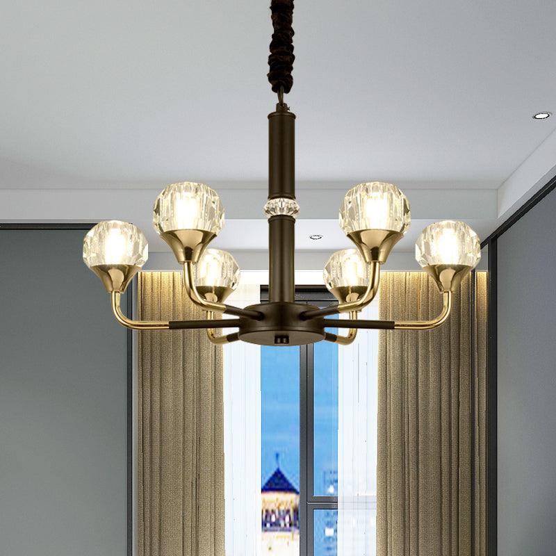 6/8 Heads Living Room Suspension Lamp Modern Black Gold Chandelier - Rebooters
