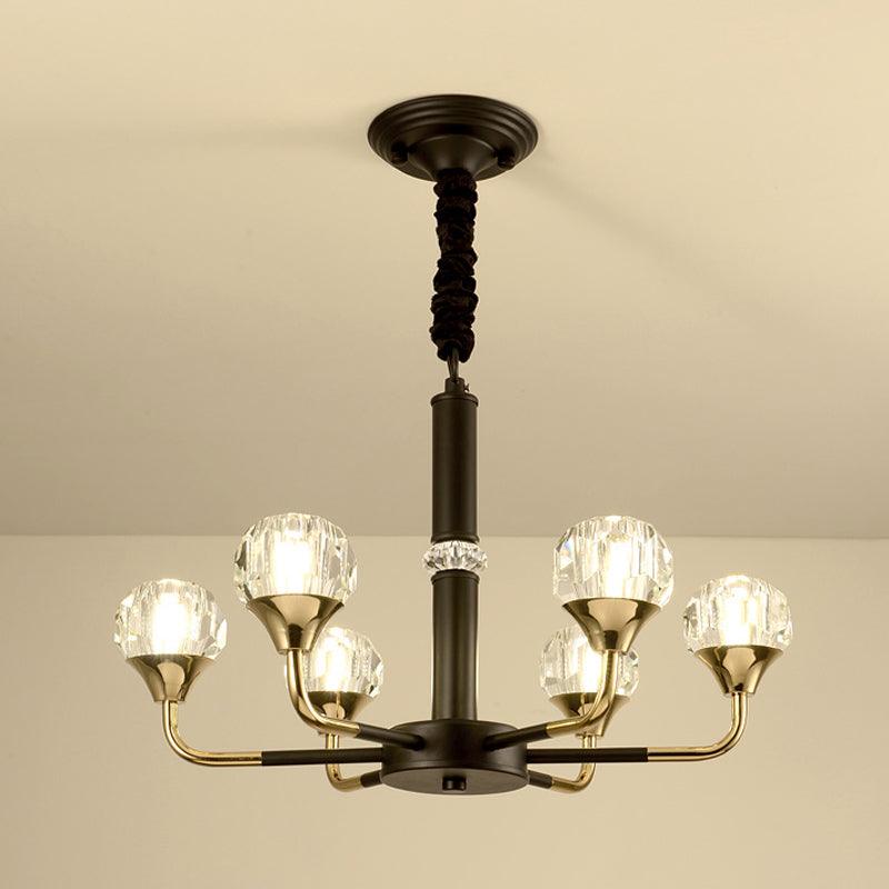 6/8 Heads Living Room Suspension Lamp Modern Black Gold Chandelier - Rebooters