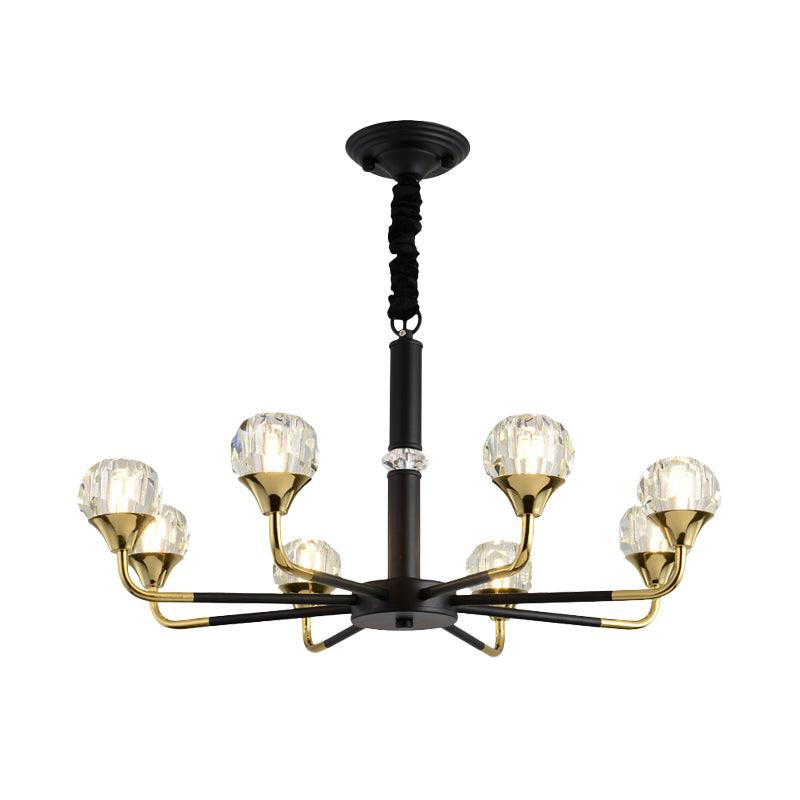 6/8 Heads Living Room Suspension Lamp Modern Black Gold Chandelier - Rebooters
