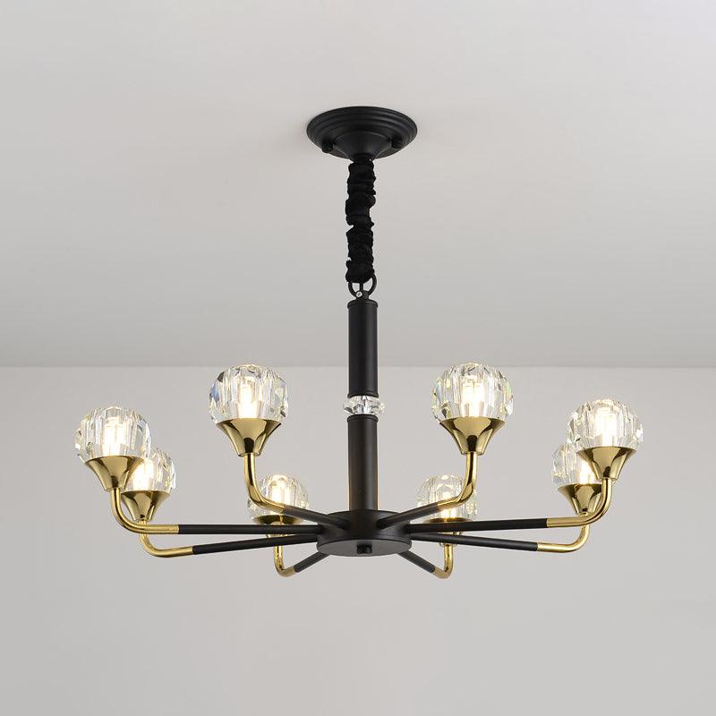 6/8 Heads Living Room Suspension Lamp Modern Black Gold Chandelier - Rebooters
