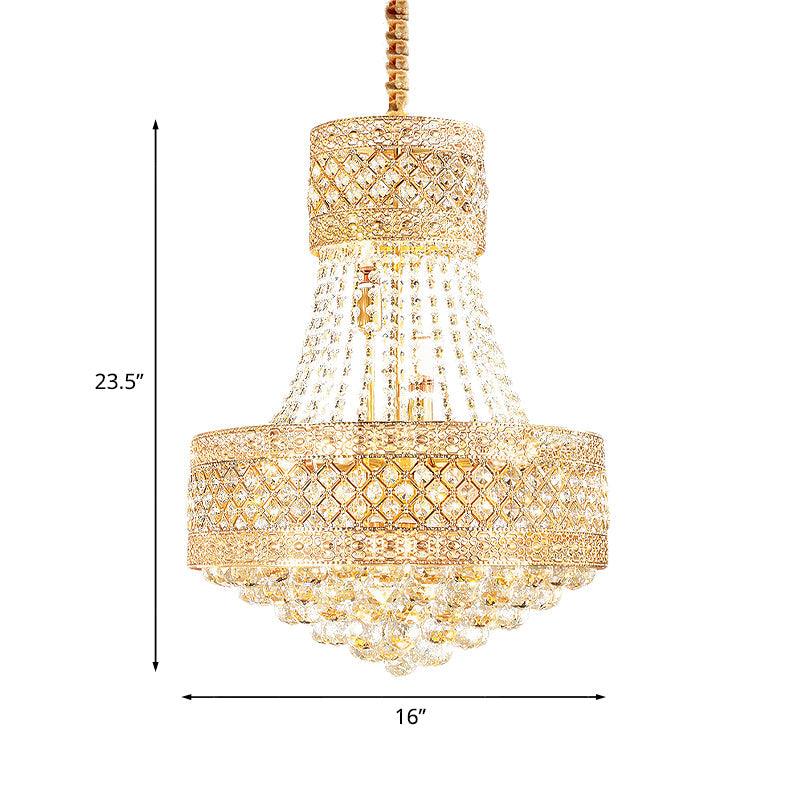 5 Bulbs Empire Style Drop Lamp Baroque Gold Crystal Chandelier - Rebooters