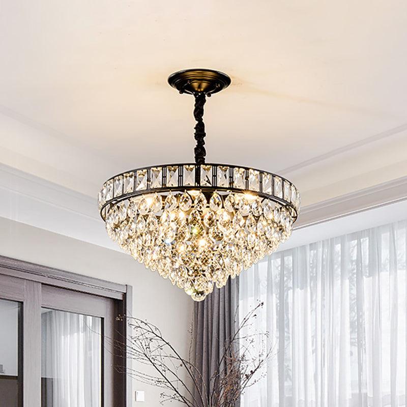 6-Head Bedroom Hanging Lighting Modernism Black Finish Chandelier - Rebooters